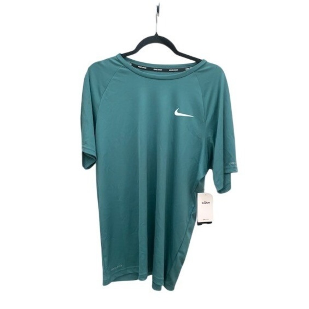 Nike Mens Swim Dri-FIT UV Short Sleeve Rash Guard Teal Green NESSA586-344 Large